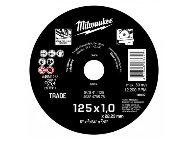 Vágókorong Milwaukee 125x1,0 (INOX)