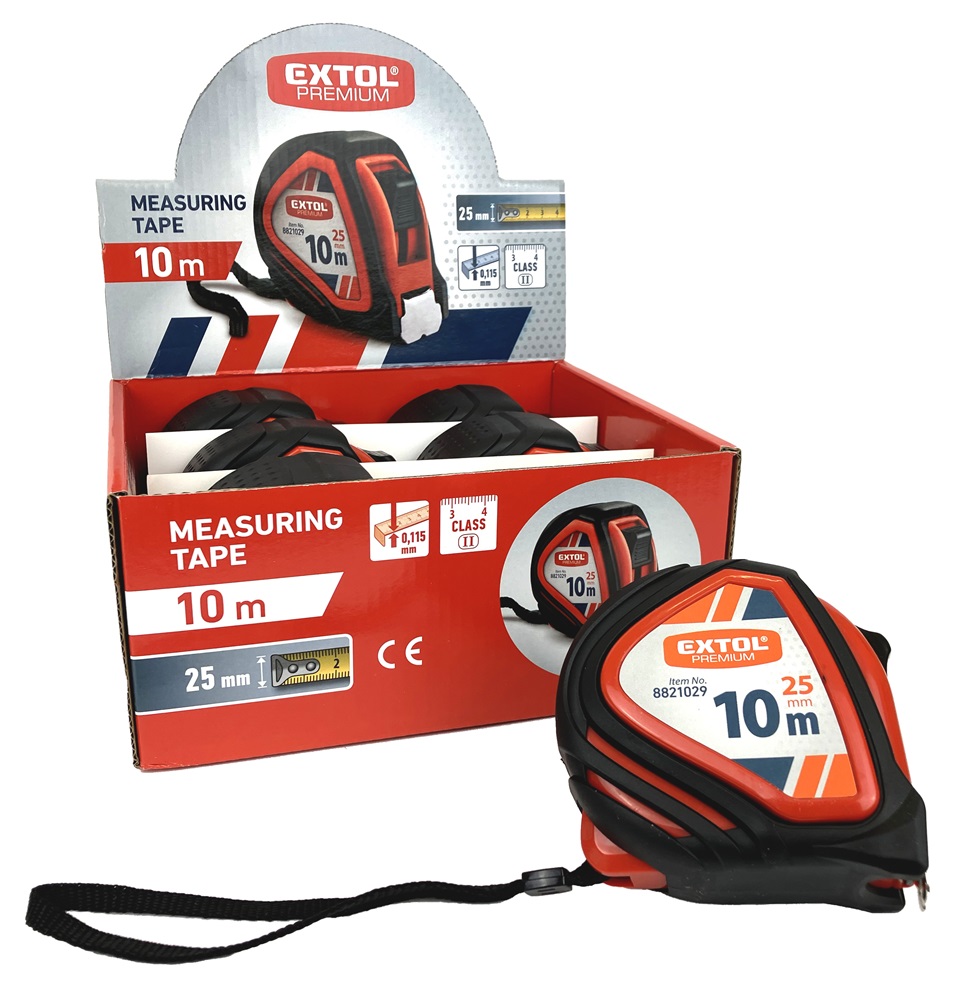 Mérőszalag 10mx25mm metrikus EXTOL Premium